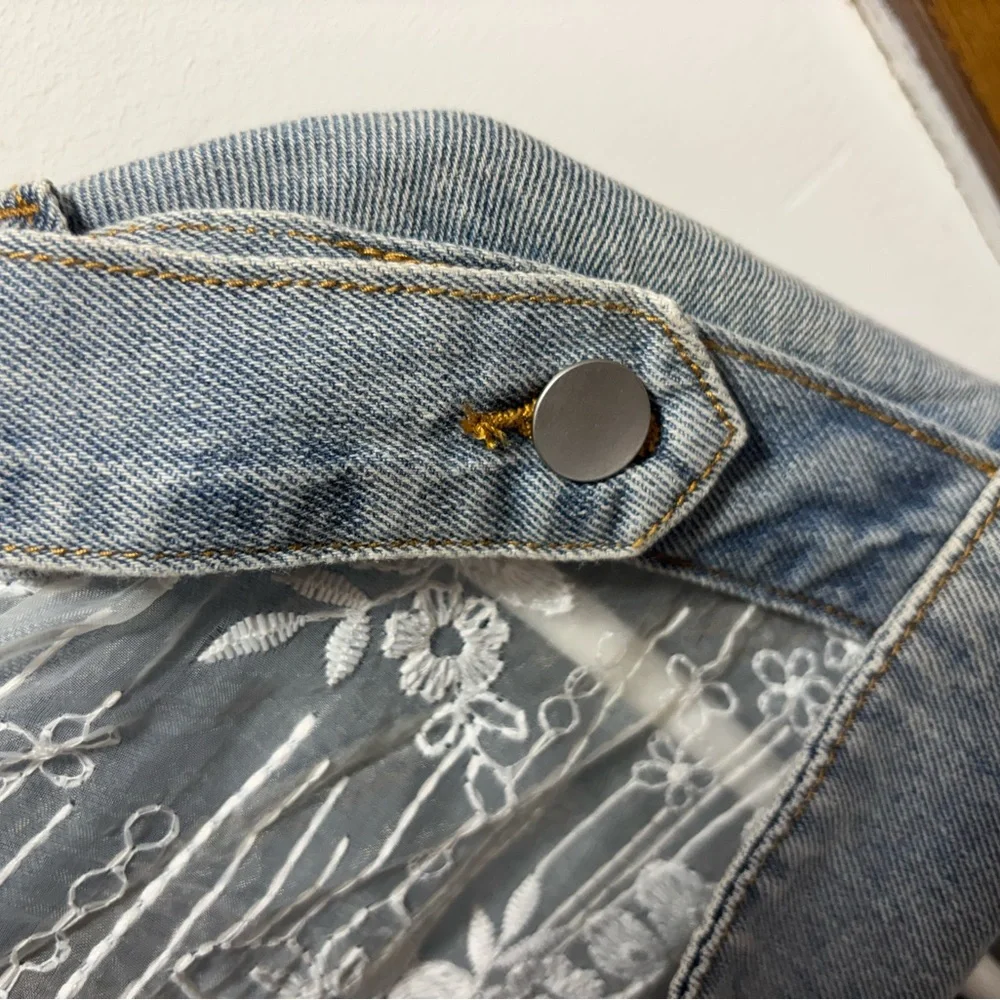 POL Blue Denim Jacket with White Lace Accents - Picture 3 of 10